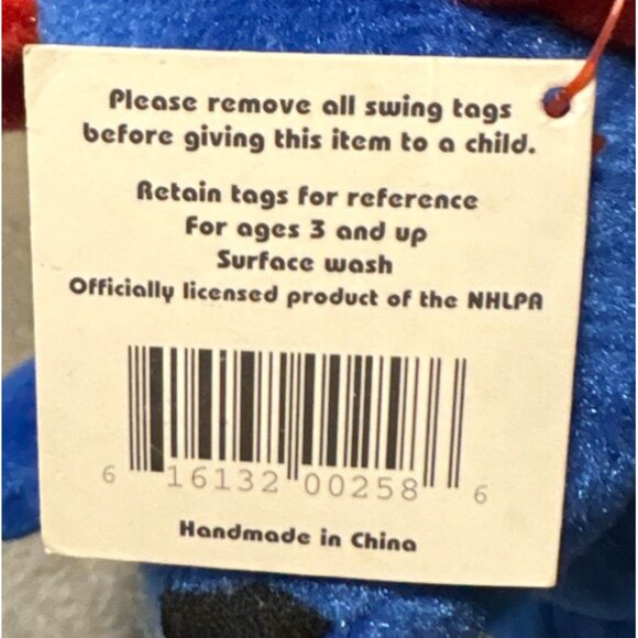 Salvinos Bammers Theo Fleury Bear 14 NHLPA Blue Red Plush Collectible 2000 - Picture 7 of 10